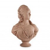 FRENCH TERRACOTTA BUST OF A MADAME DU