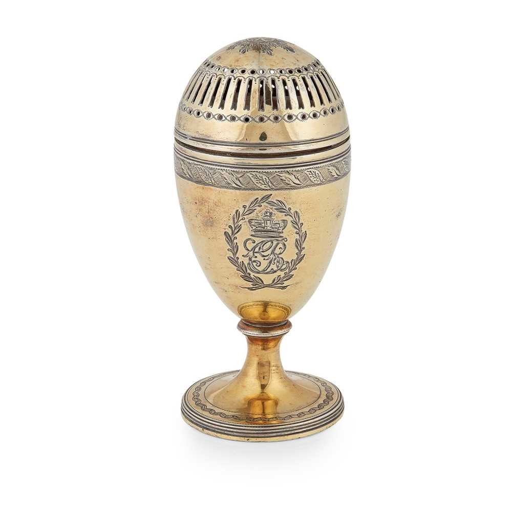 A GEORGE III SILVER-GILT CASTER