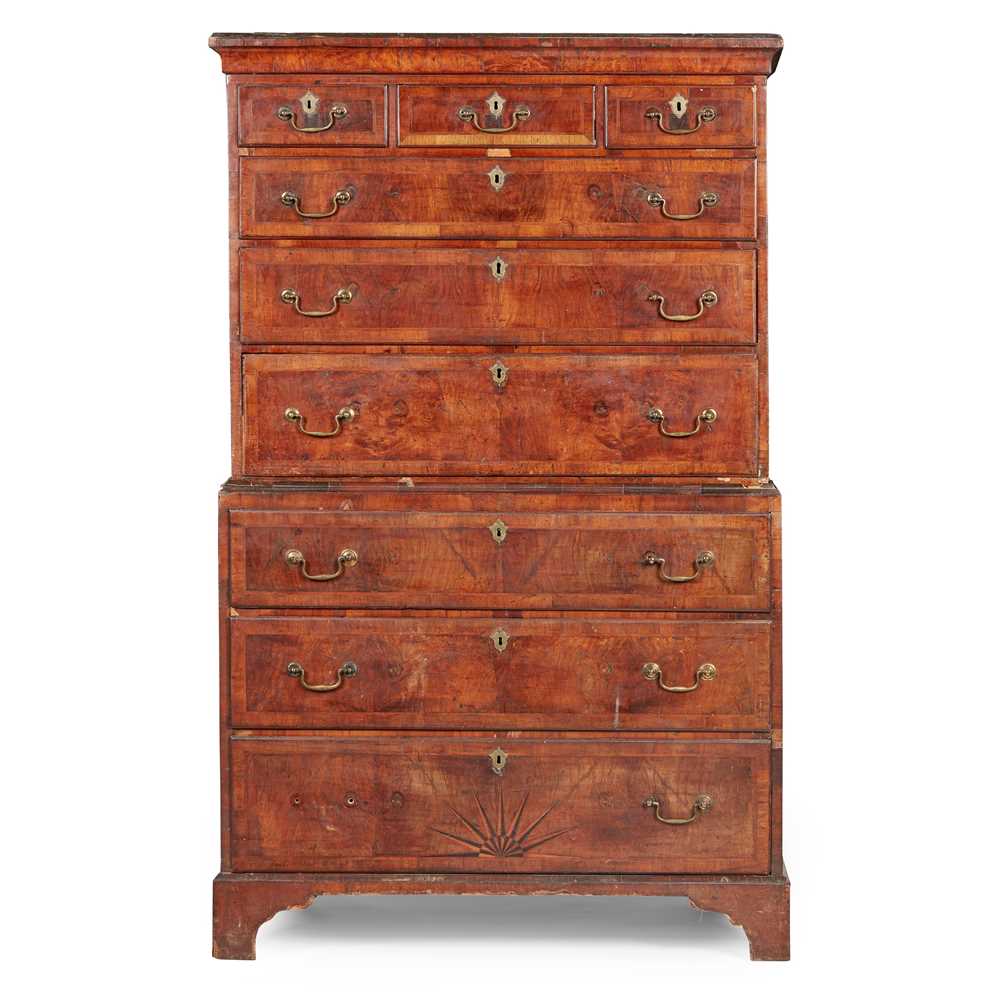 GEORGE I WALNUT CHEST ON CHEST EARLY 2cb9d9