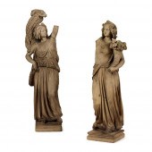 TWO GERMAN TERRACOTTA CLASSICAL FIGURES,