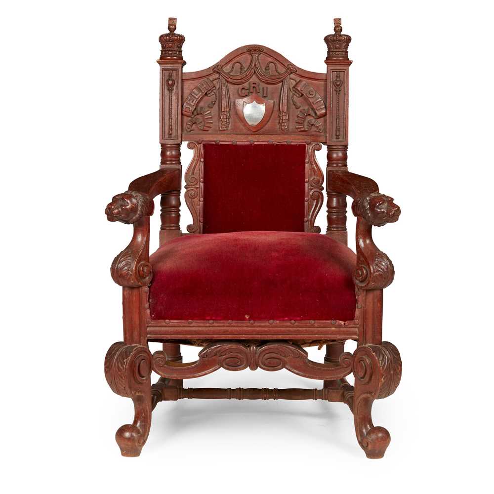 RARE CARVED ANGLO-INDIAN HARDWOOD ARMCHAIR,