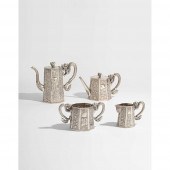 CHINESE EXPORT SILVER THREE-PIECE TEA