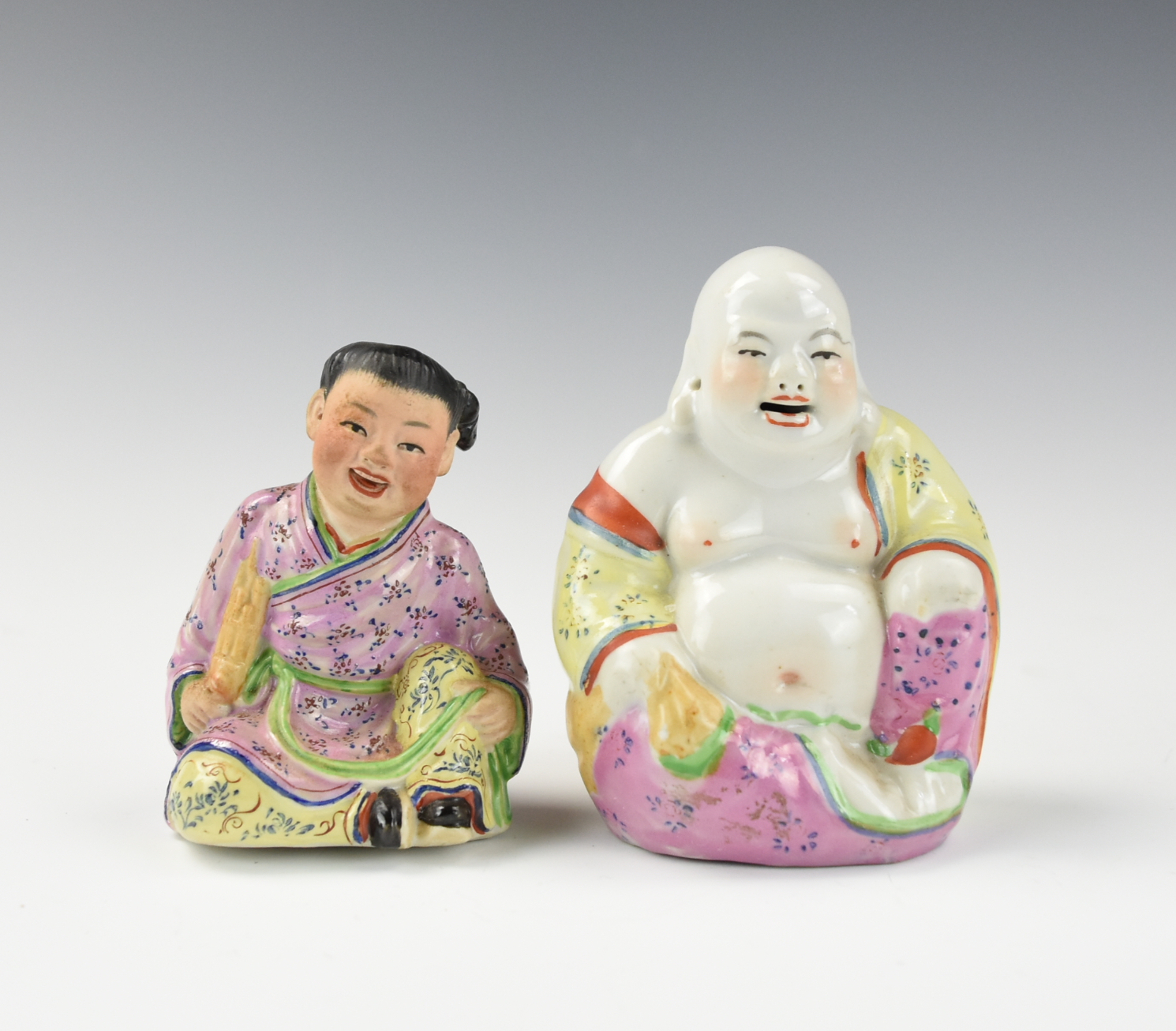 2 CHINESE FAMILLE ROSE FIGURE  2ceecf