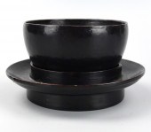 CHINESE BLACK LACQUER CUP& STAND,17TH