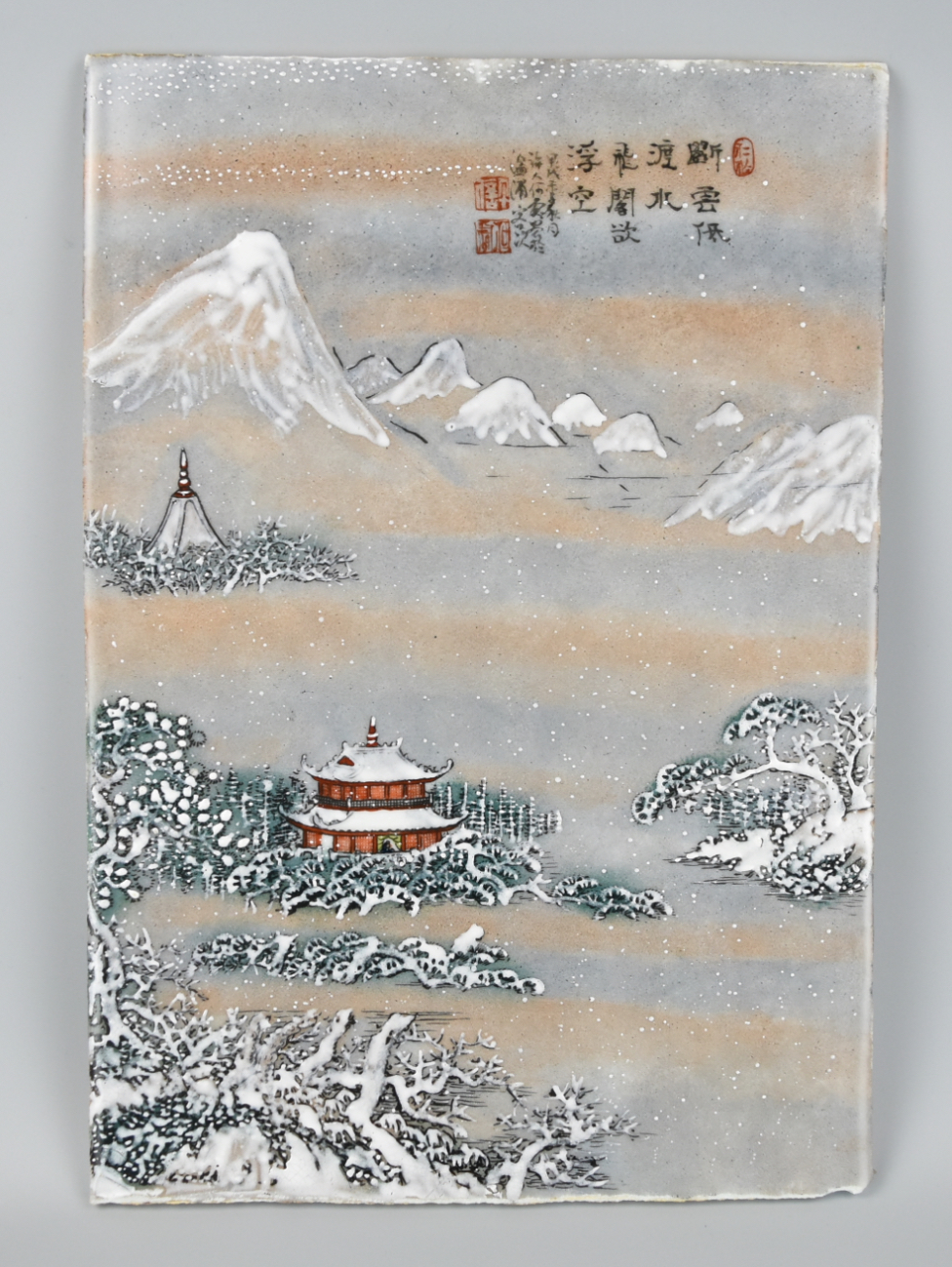CHINESE HAND PAINTED PLAQUE SNOW 2cf15d