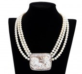 CAMEO, PEARL & 18K WG SITO NECKLACE18K