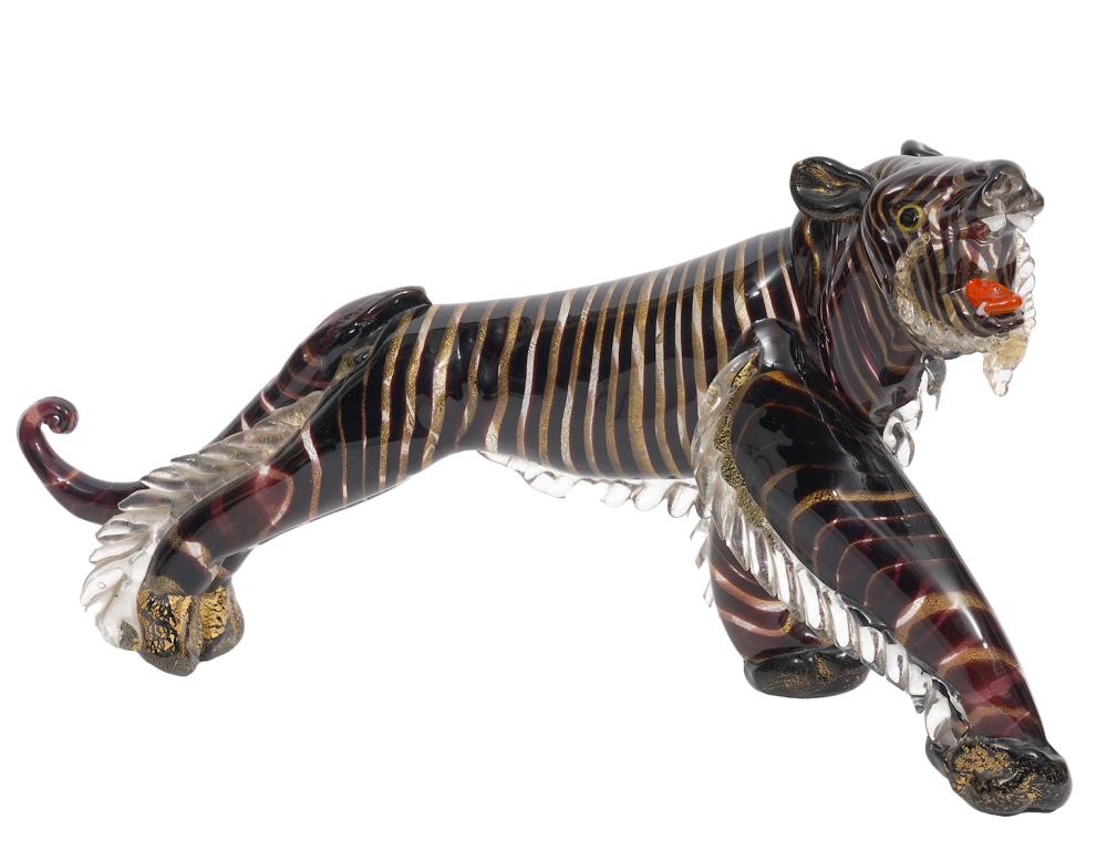 MURANO ART GLASS TIGER ATTRIBUTED 2cf47d