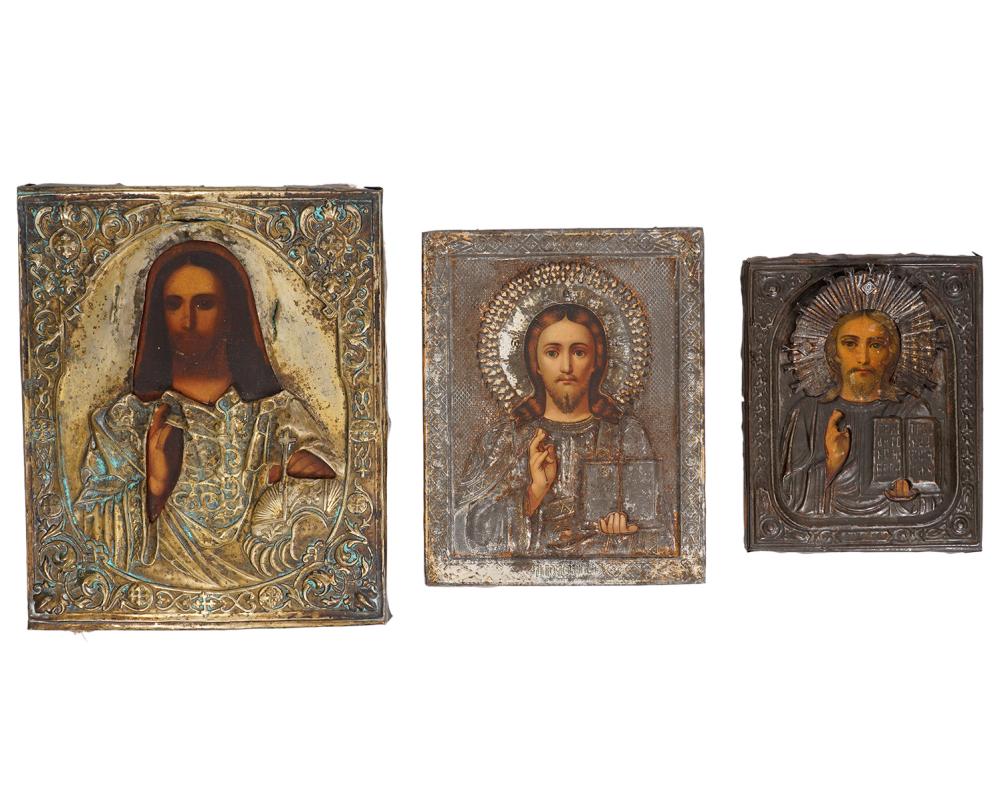 3 RUSSIAN ICONS WITH SILVER TONE 2cf576