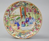 CHINESE CANTONESE GLAZED PLATE W/ FIGURES,