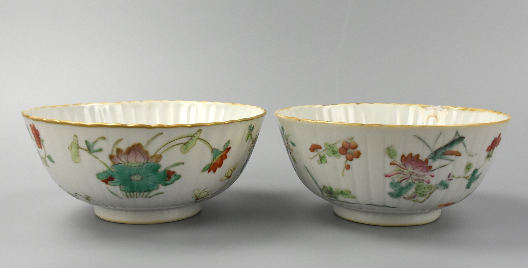 PAIR OF CHINESE FAMILLE ROSE BOWLS ,19TH