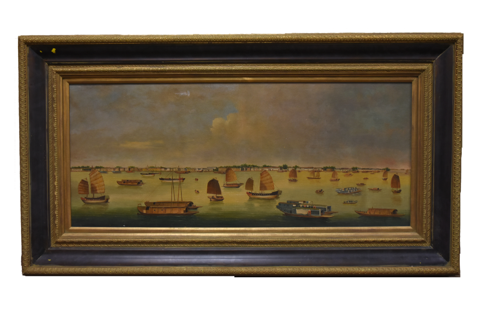 LARGE CHINESE EXPORT OIL PAINTING 2cf7a3