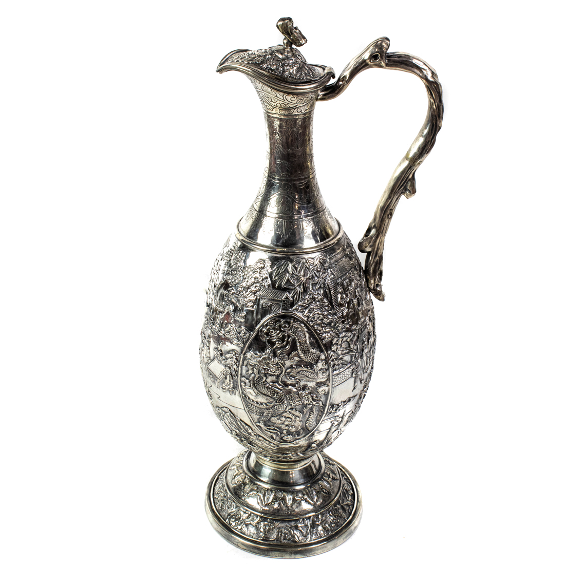 MASSIVE CHINESE EXPORT SILVER EWER 2cdd9b