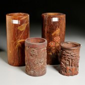  4 ASIAN WOOD CARVED   2cdef1