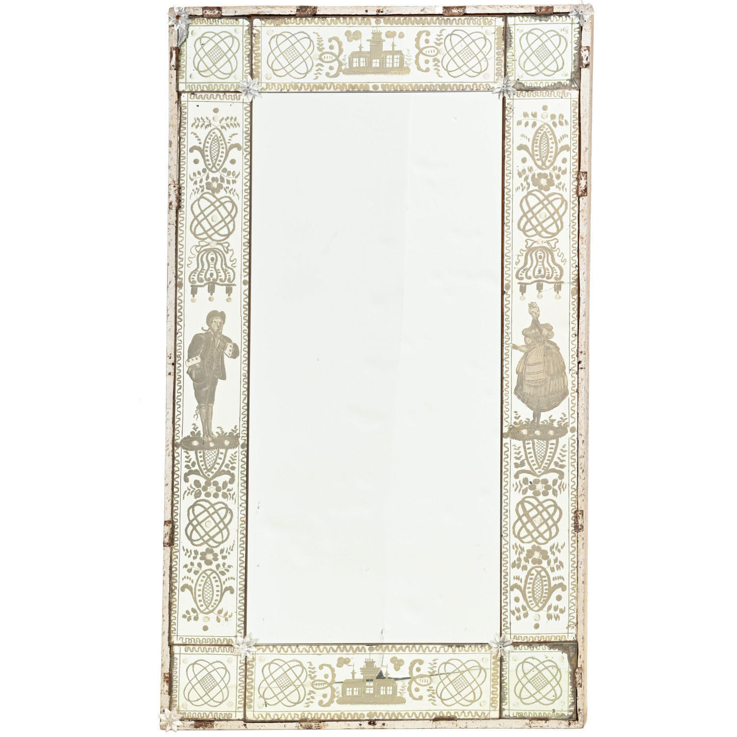 ANTIQUE VENETIAN ETCHED GLASS WALL 2ce045
