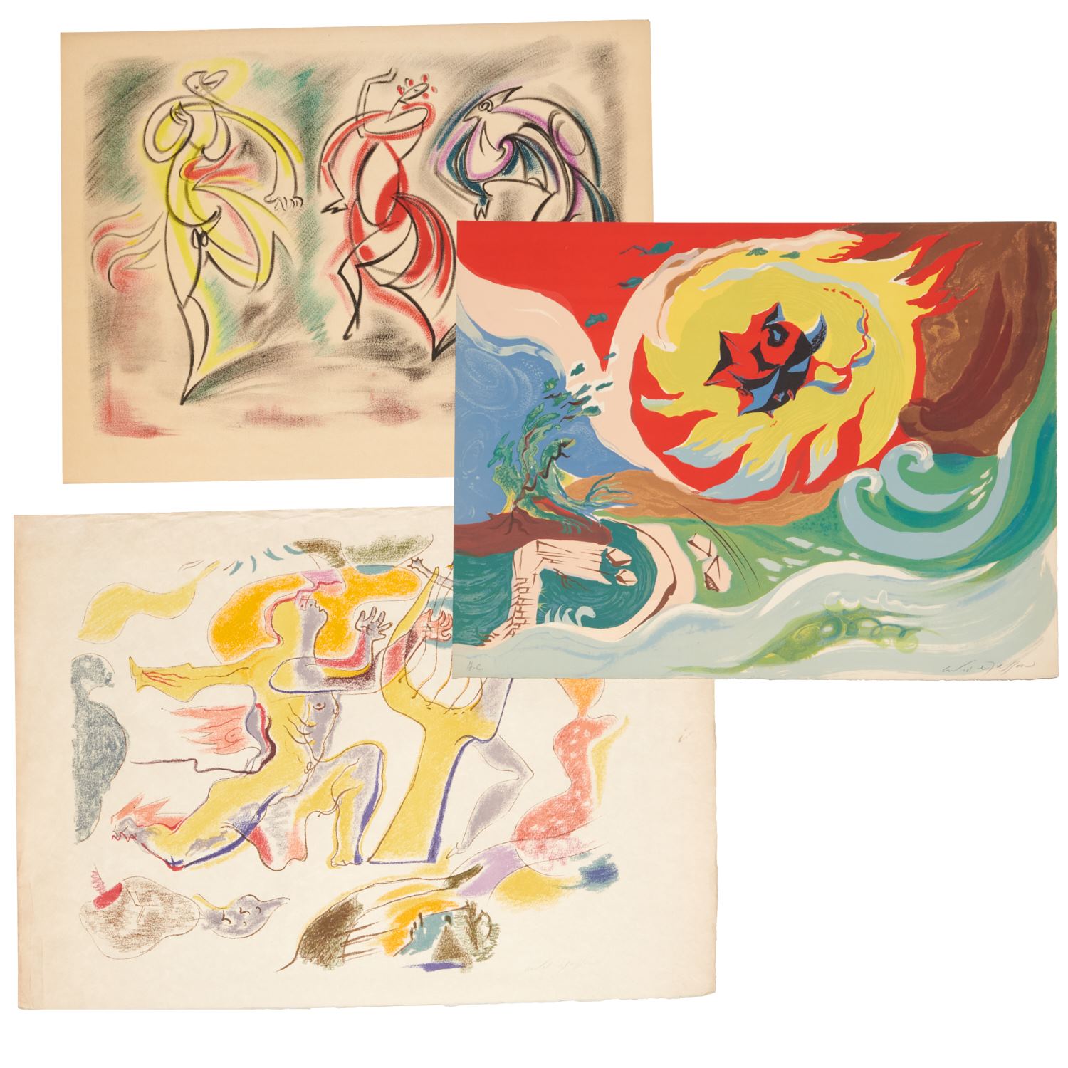 ANDRE MASSON, (3) LITHOGRAPHS IN
