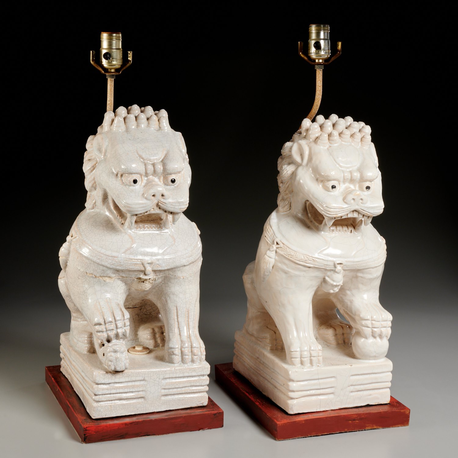 PAIR CHINESE FOO DOGS MOUNTED AS 2ce0bc