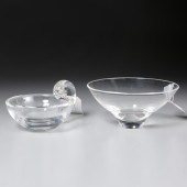 (2) STEUBEN COLORLESS GLASS BOWLS 20th