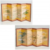 PAIR JAPANESE 6 PANEL TABLE SCREENS 2ce2dd