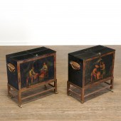 PAIR ANTIQUE ENGLISH TOLE CHINOISERIE 2ceb4d