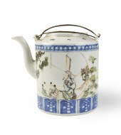 CHINESE FAMILLE ROSE TEAPOT AND COVER