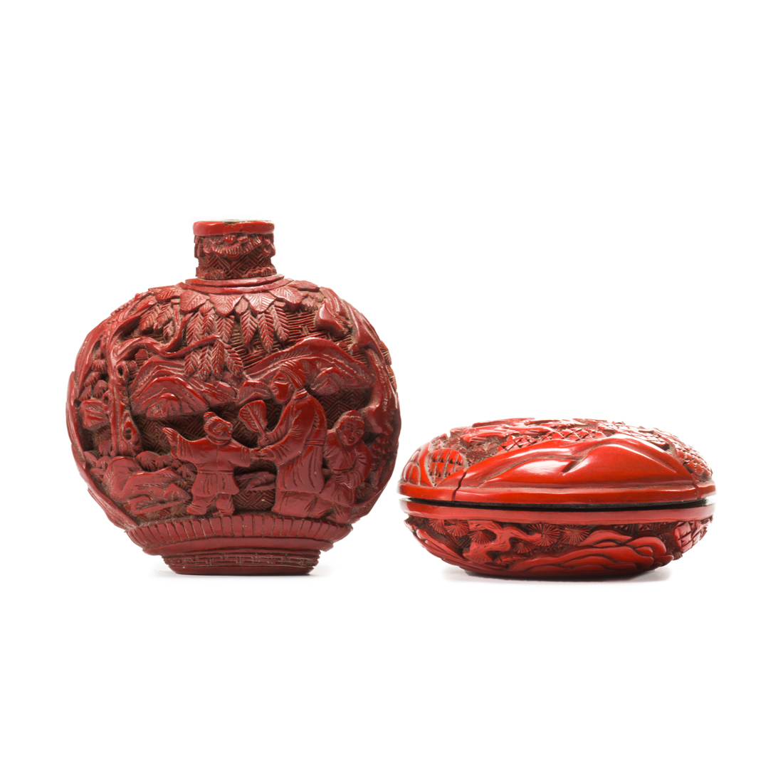  LOT OF 2 CHINESE CINNABAR LACQUER 2d2762