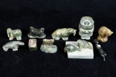 (LOT OF 10) INUIT SOAPSTONE CARVINGS