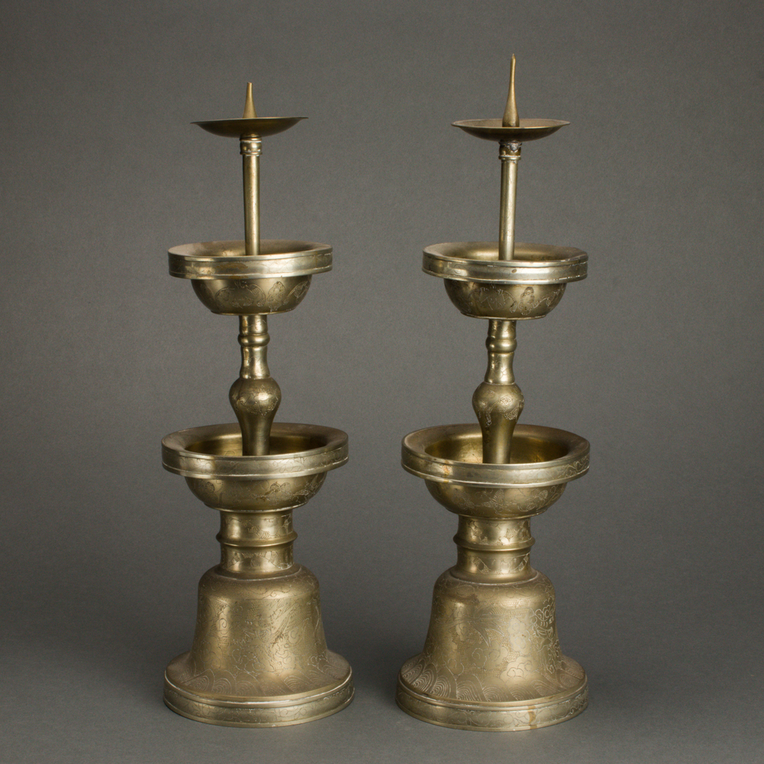 PAIR OF BRONZE CANDLESTICK HOLDERS
