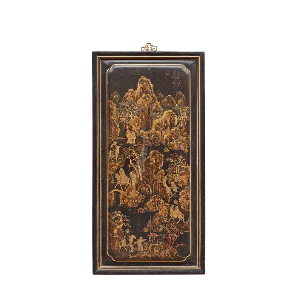 BLACK LACQUER AND GILT DECORATED 2d0a84