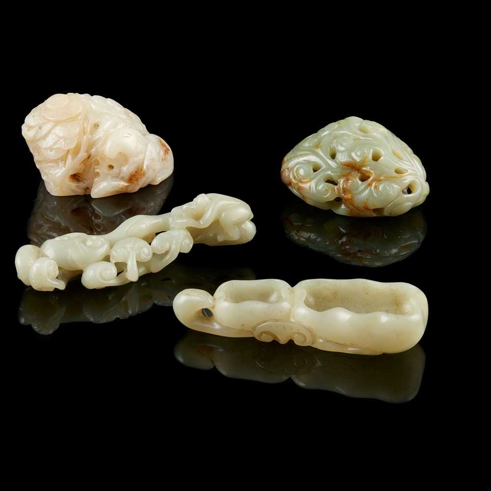 GROUP OF FOUR JADE CARVINGS 19TH 20TH 2d0a99