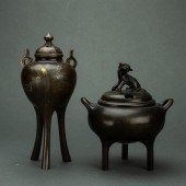  LOT OF 2 JAPANESE PATINATED BRONZE 2d0f98