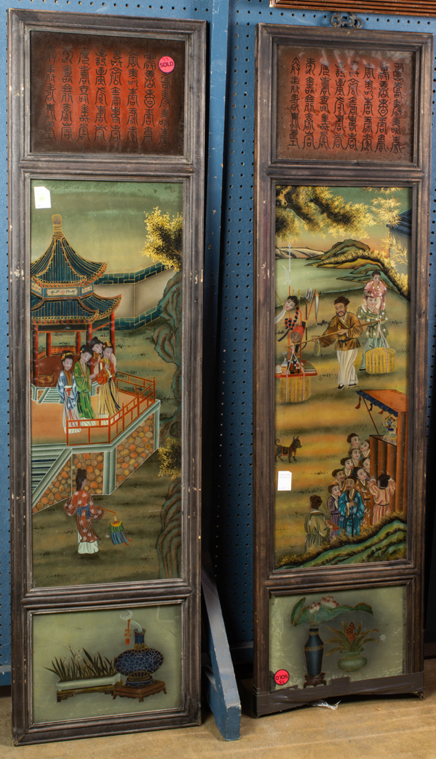 PAIR OF REVERSE PAINTED GLASS PANELS 2d0ff9