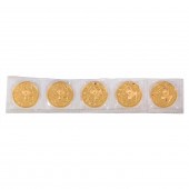 (LOT OF 5) CHINESE GOLD PANDA COINS,