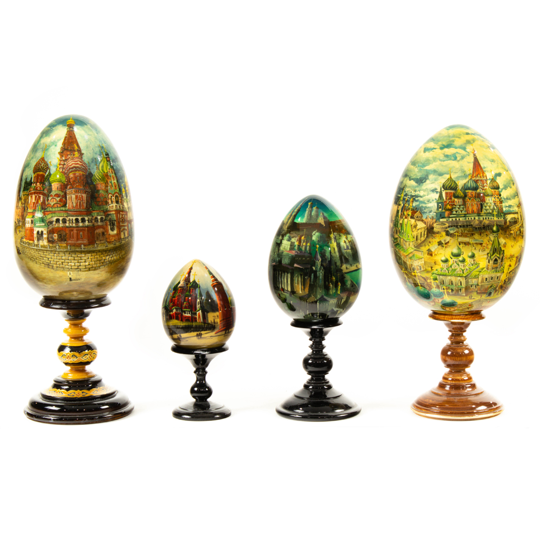  LOT OF 4 RUSSIAN LACQUER EGGS 2d1137