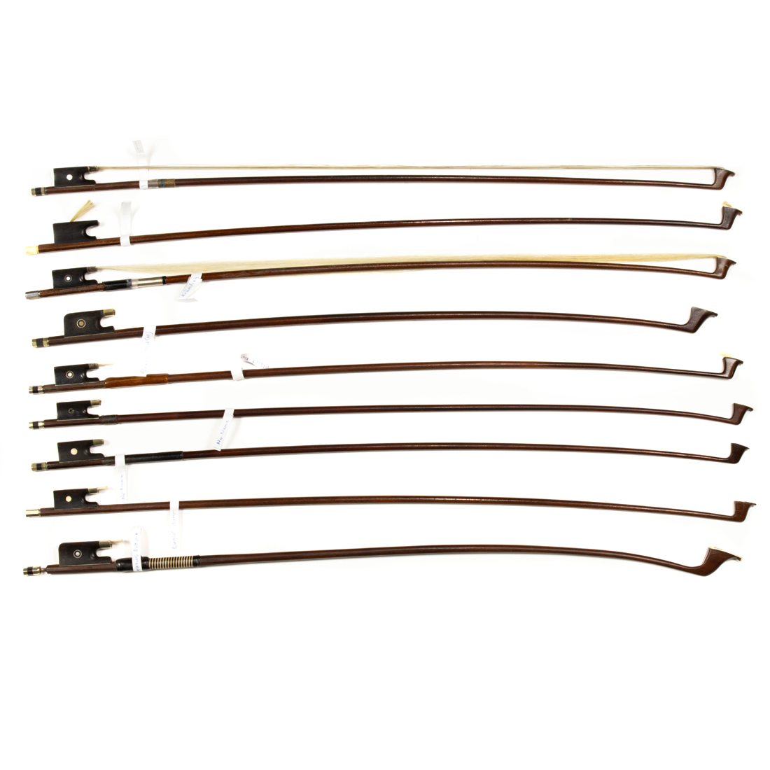 NINE CELLO AND VIOLIN BOWS INCLUDING 2d120d
