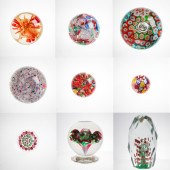  LOT OF 9 GROUP OF GLASS PAPERWEIGHTS 2d2f8f