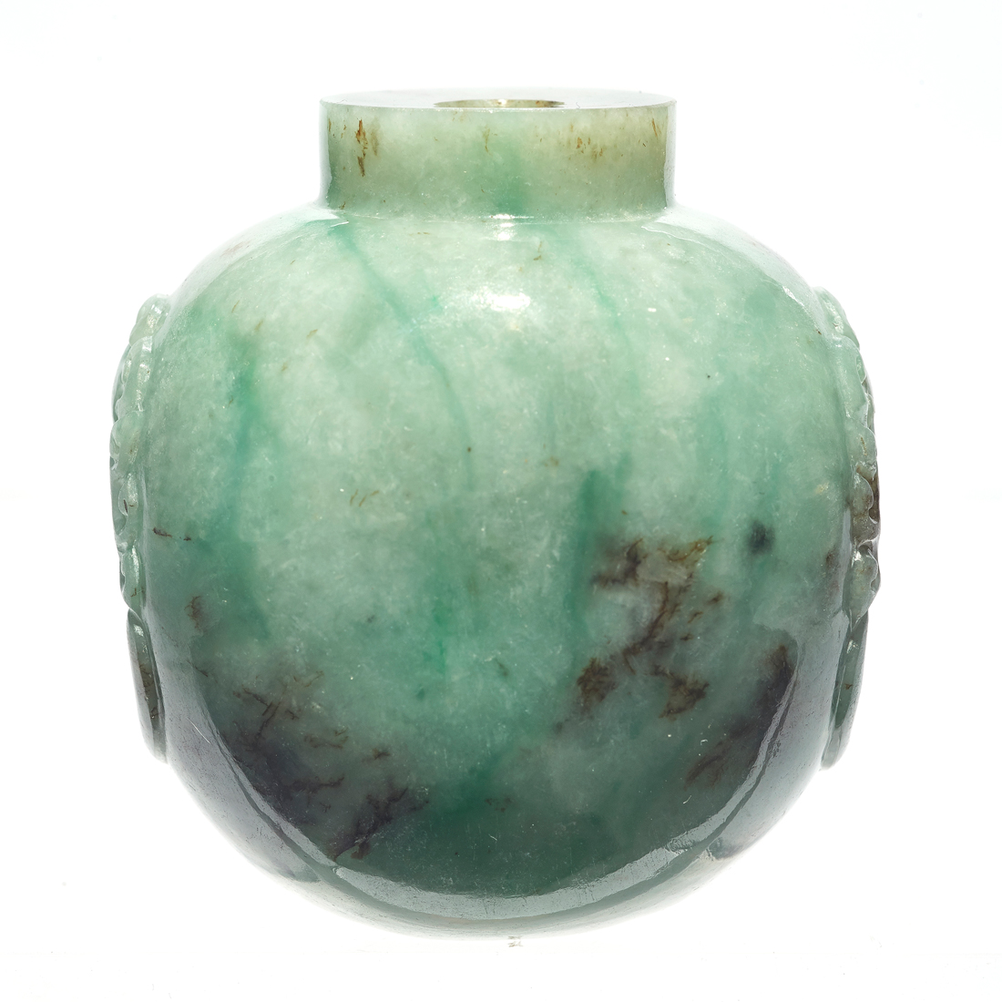 CHINESE MOTTLED GREEN JADEITE SNUFF 2d3183