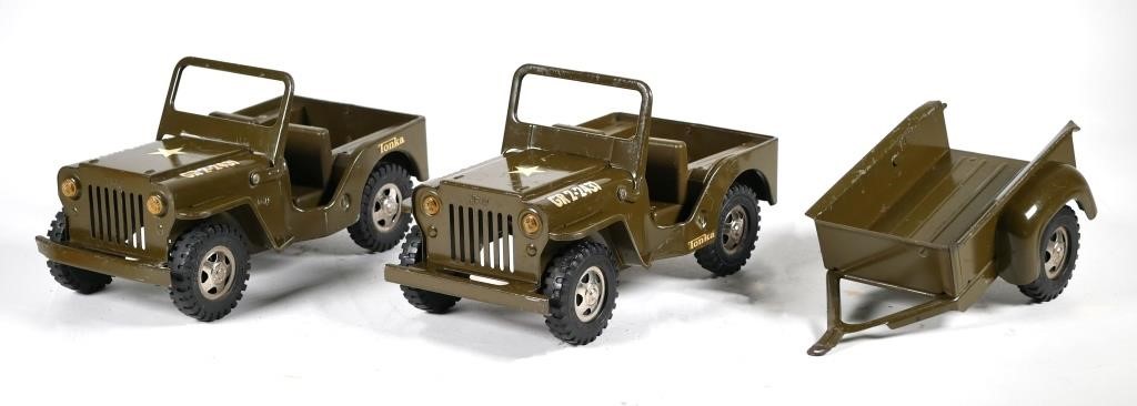 VINTAGE TONKA ARMY JEEPS WITH TRAILERTwo 2d6930