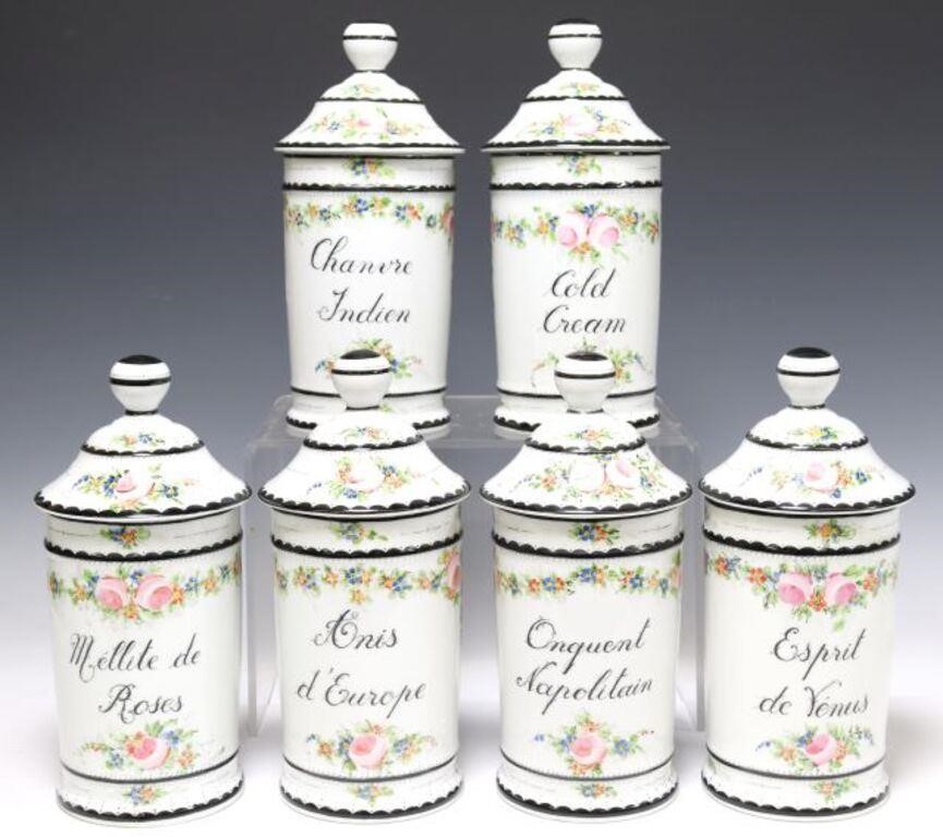  6 FRENCH LIMOGES PORCELAIN APOTHECARY 2d6c20