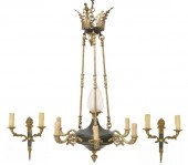 (3) FRENCH EMPIRE STYLE TOLE CHANDELIER
