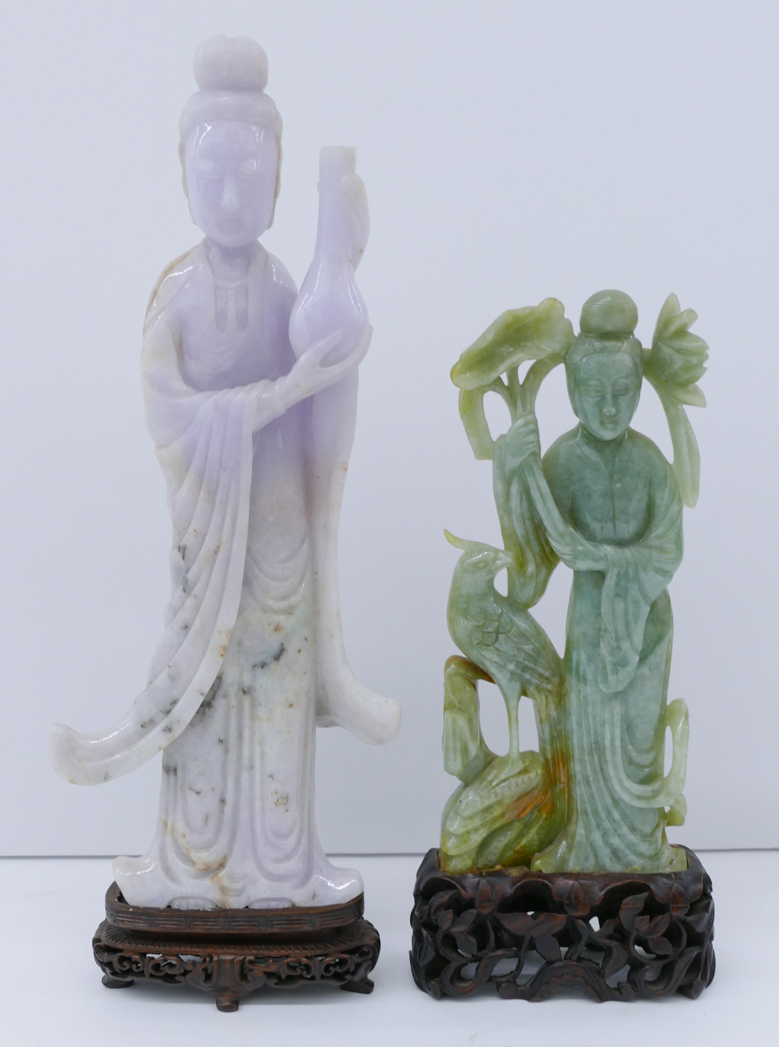 2pc Chinese Qing Jade Guanyin Figures 2d7340
