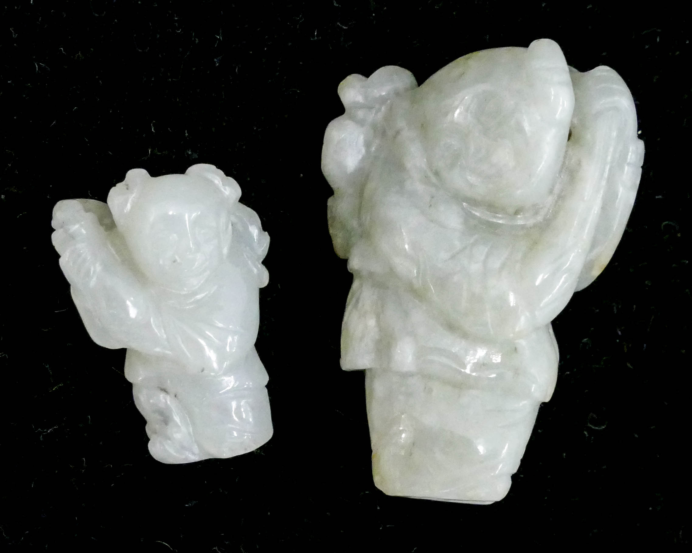 2pc Chinese Qing Jade Boy Small 2d7352
