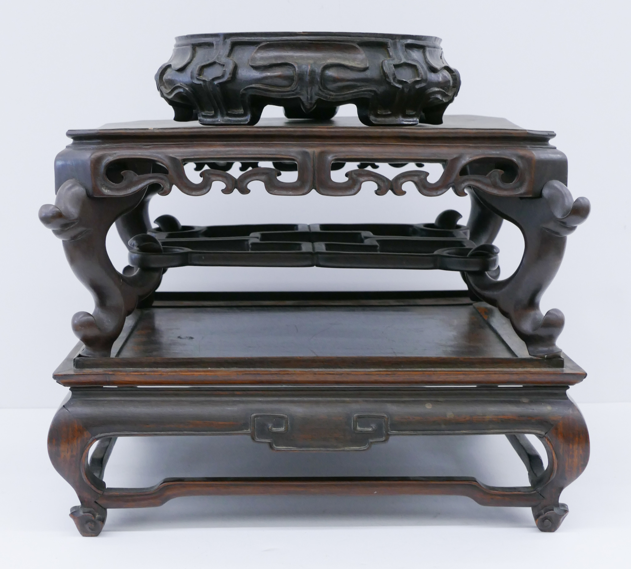 3pc Chinese Qing Rosewood Display 2d758d