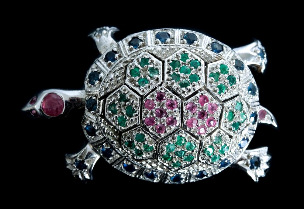 STERLING ARTICULATED TURTLE GEMSTONE 2d51a1