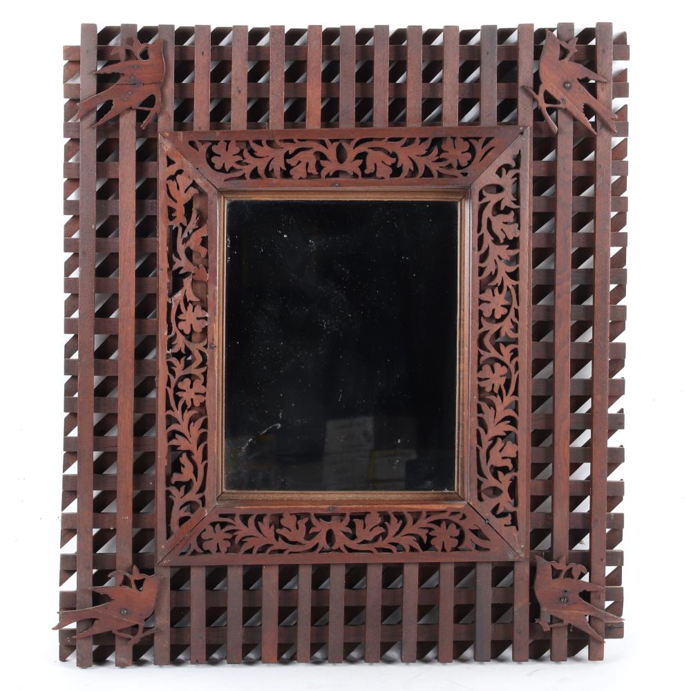 TRAMP ART MIRROR WITH DEEPLY CARVED 2d8d52