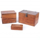 THREE VINTAGE WOOD BOXES: BALLOT BOX