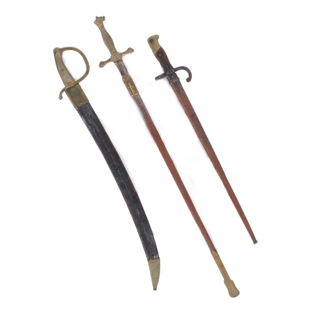 THREE ANTIQUE DRESS SWORDS; FRENCH