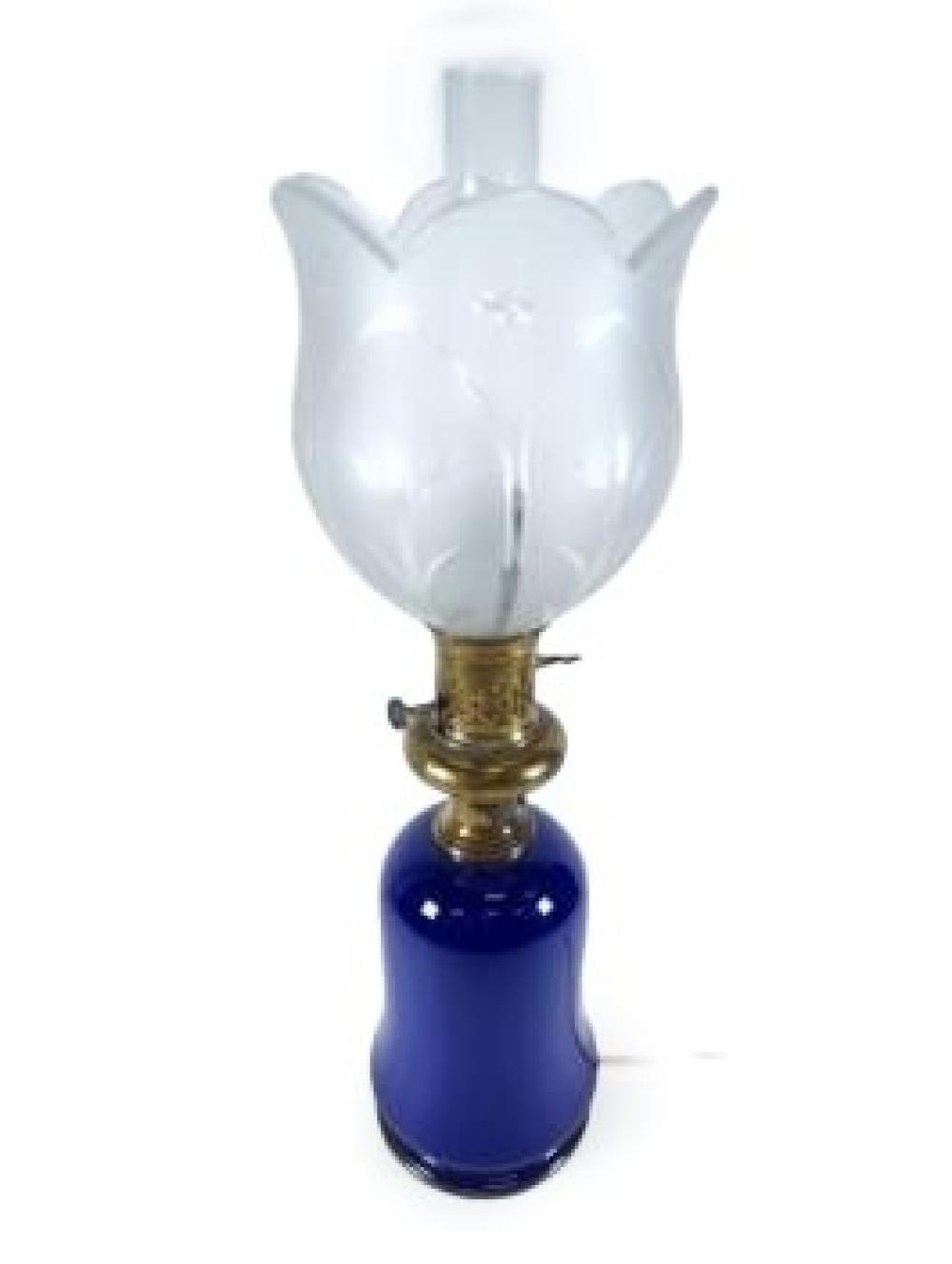 VICTORIAN BANQUET LAMP COBALT 2d7b22