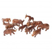 TEN AFRICAN FOLK ART CARVED AND 2d8374
