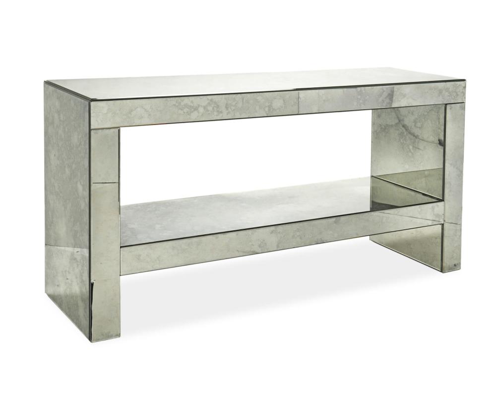 A CONTEMPORARY MIRRORED GLASS CONSOLE 2daf9b