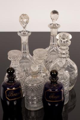 A pair of Regency cut glass half decanters 2db0be